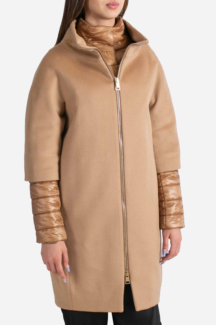 Cappotto cammello in doppio tessuto in lana