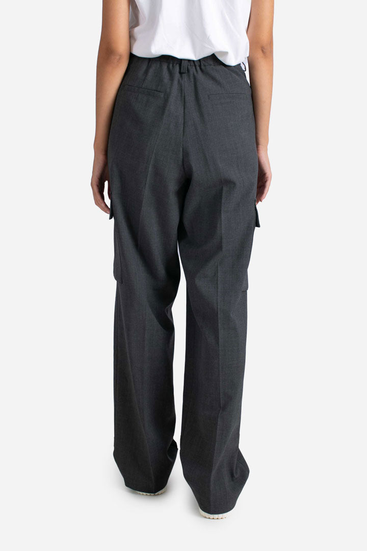 Pantalone cargo grigio ferro in misto lana