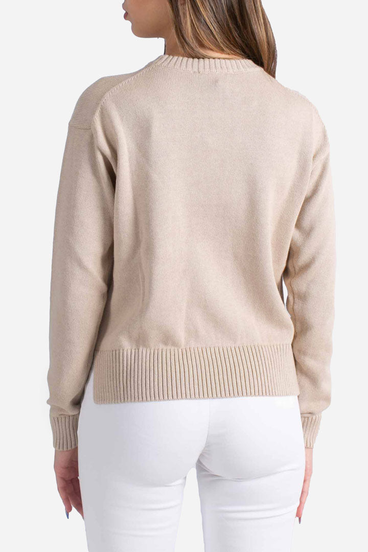 Pullover girocollo Domitine cotton cashmere beige