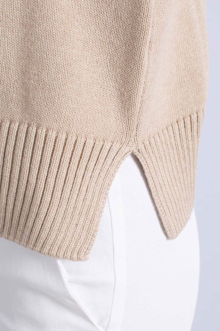 Pullover girocollo Domitine cotton cashmere beige