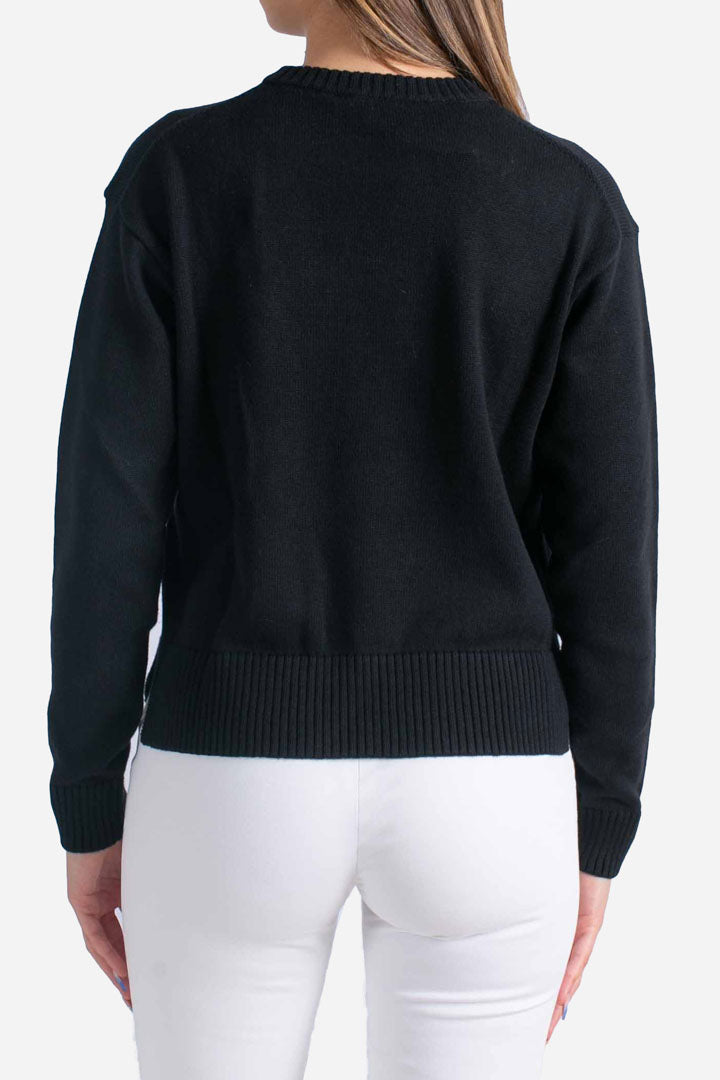 Pullover girocollo Domitine cotton cashmere black pure