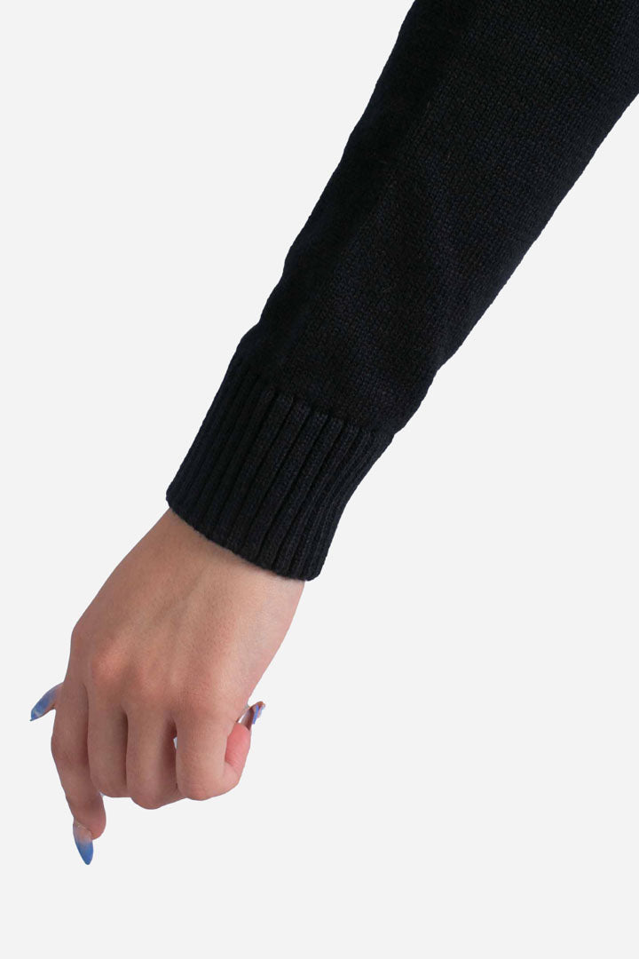 Pullover girocollo Domitine cotton cashmere black pure