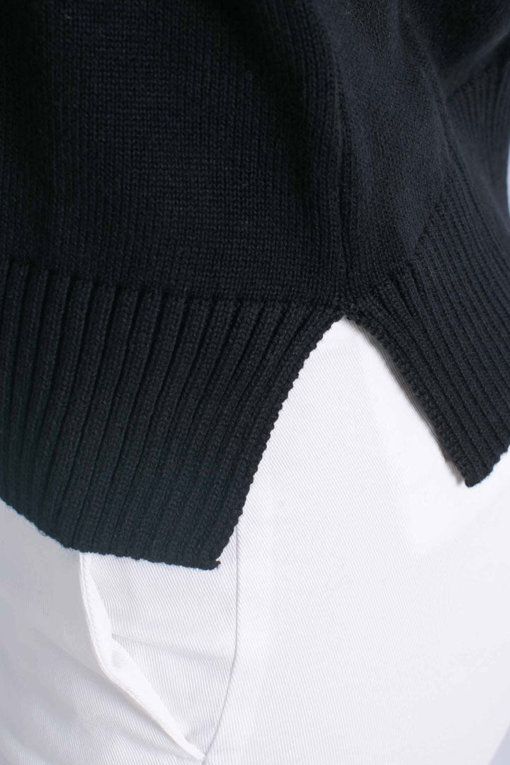 Pullover girocollo Domitine cotton cashmere black pure