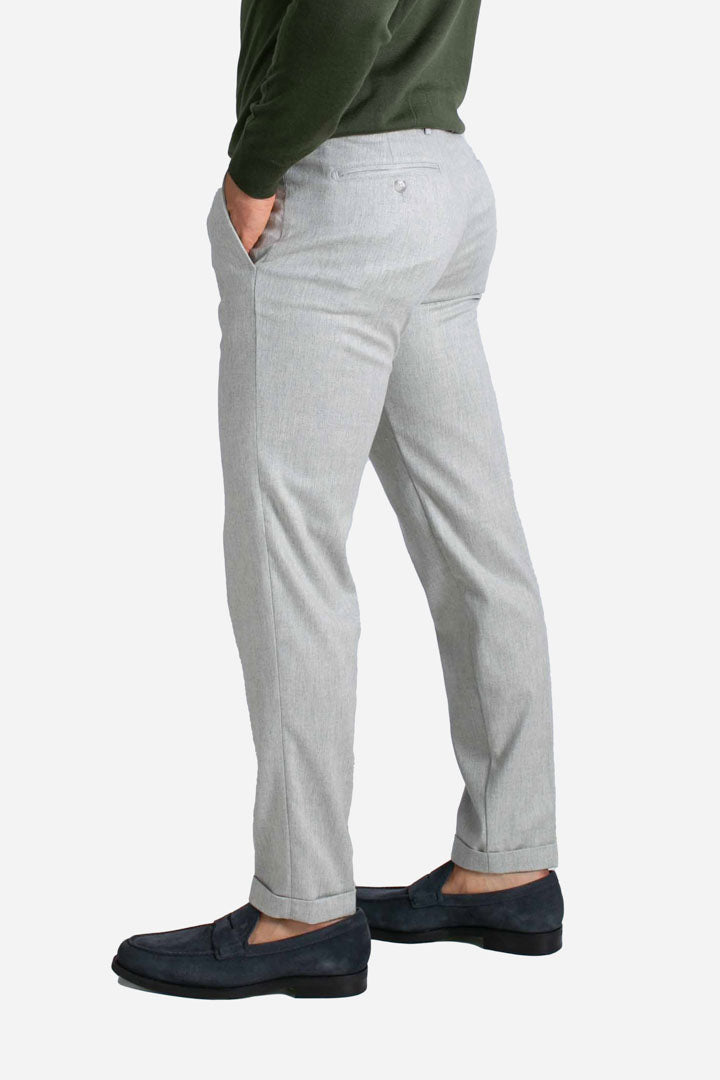 Pantalone mucha in lana e viscosa grigio chiaro
