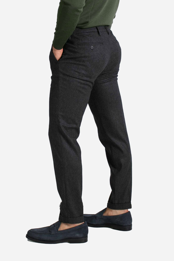Pantalone mucha in lana e viscosa grigio scuro