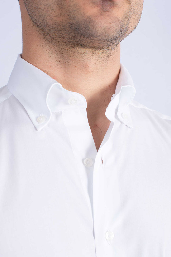 Camicia collo botton down a righe bianco