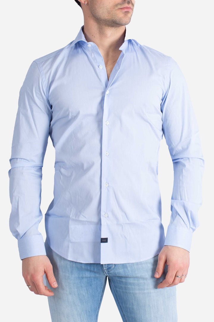 Camicia collo francese stretch celeste