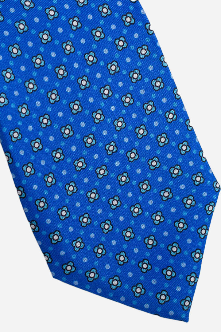 Cravatta in seta cravatteria fiore blu royal