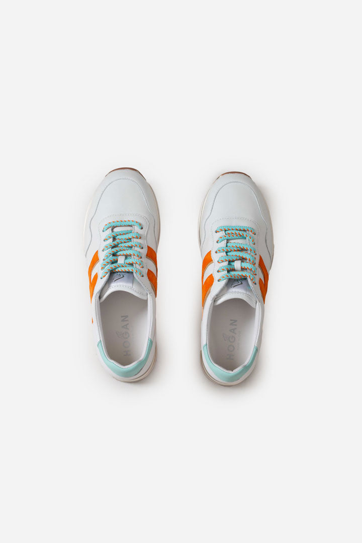 Sneakers Midi H222 bianco arancio azzurro
