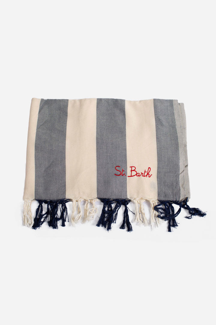 Fouta leggero a righe bianche e blu