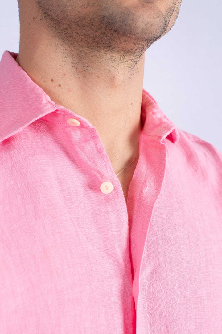 Camicia Pamplona in lino bubble pink