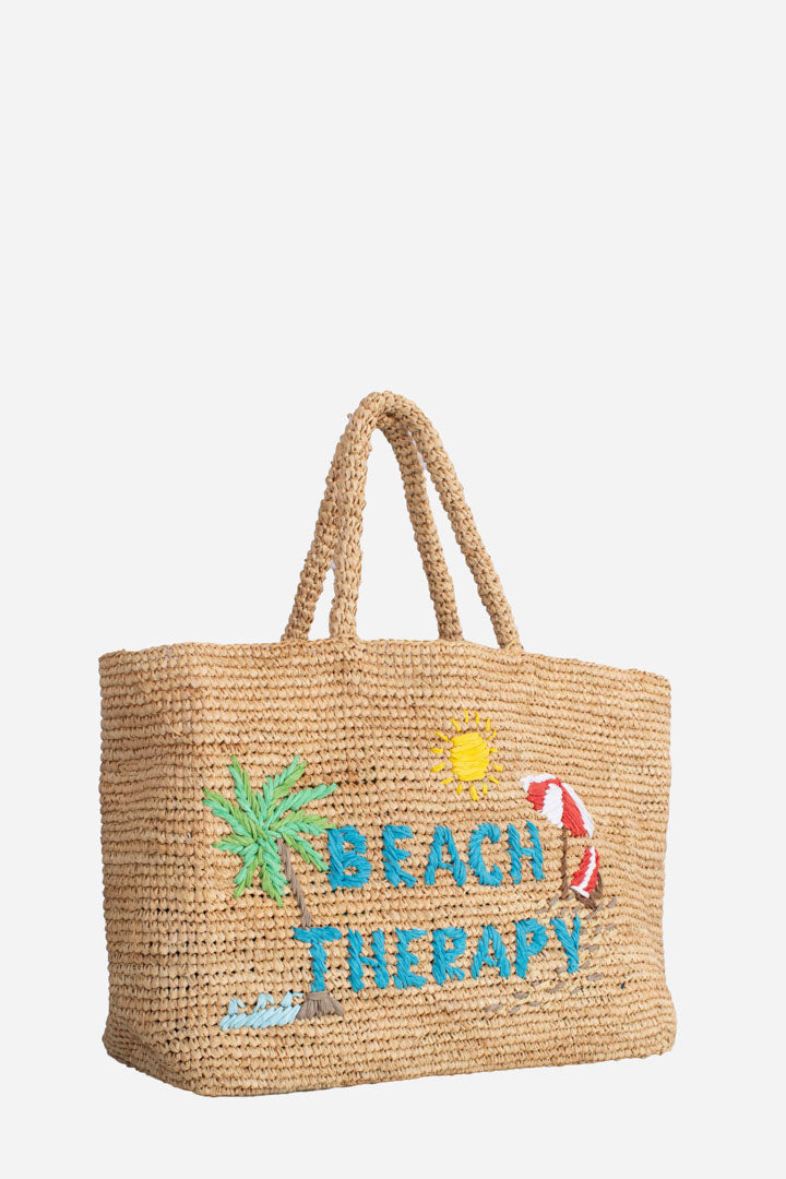 Borsa da spiaggia in rafia beach therapy con custodia in cotone