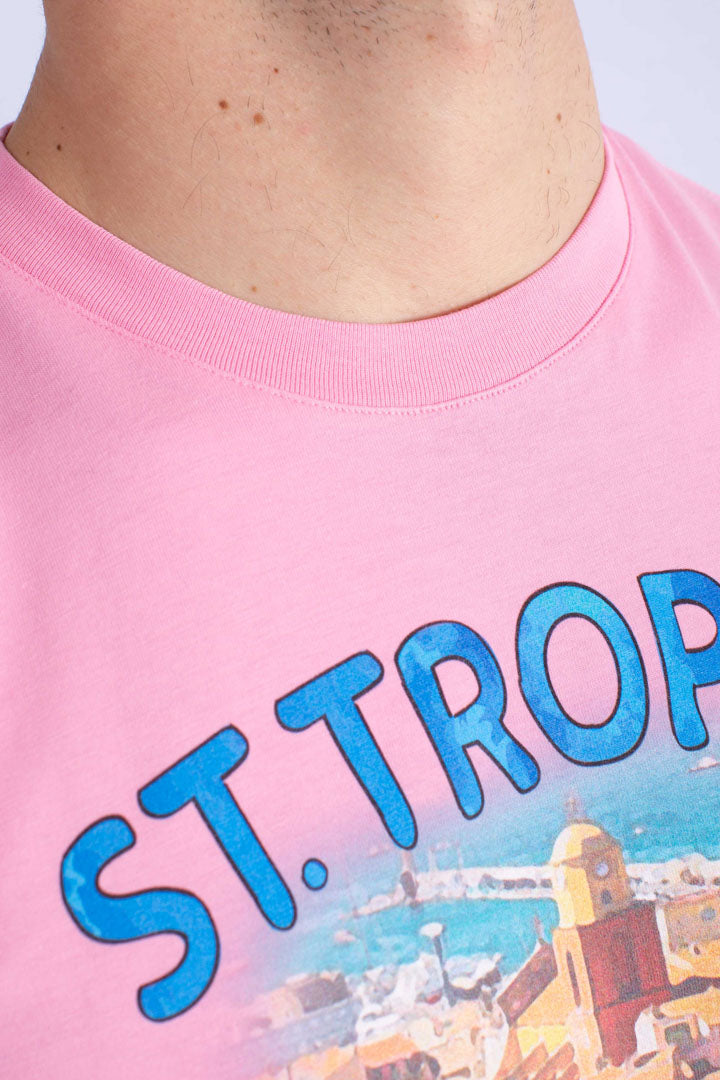 T-shirt con stampa piazzata St.Tropez Vespa Friend rosa