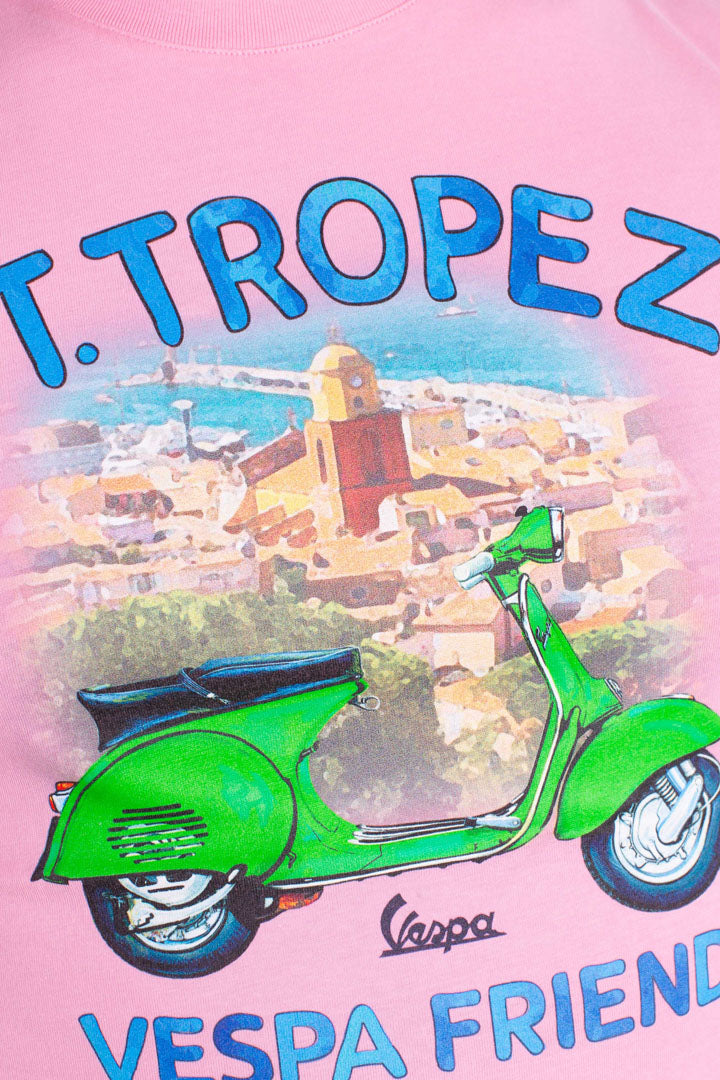 T-shirt con stampa piazzata St.Tropez Vespa Friend rosa