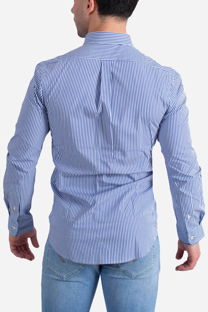 Camicia botton down in cotone a righe blue