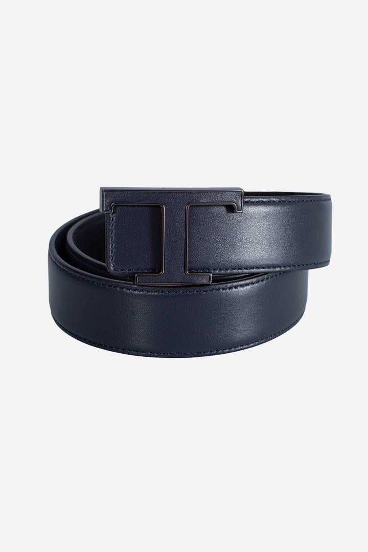 Cintura T Timeless in pelle blu - nero