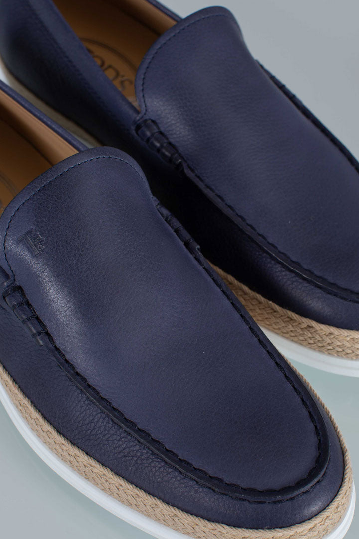 Slip-on in pelle blu