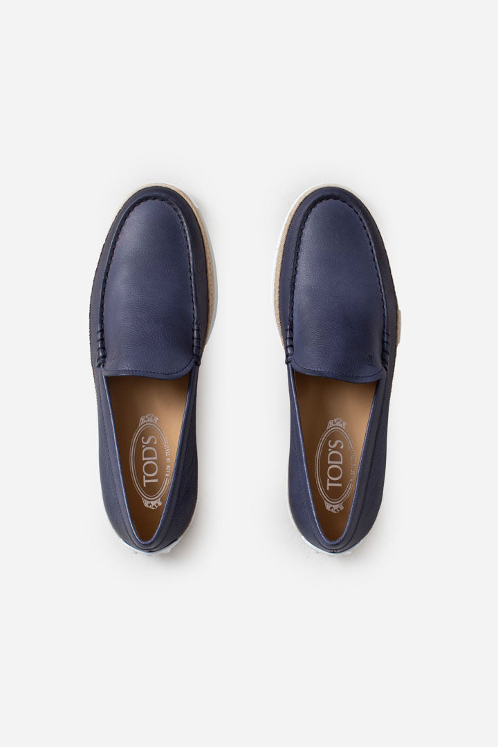 Slip-on in pelle blu